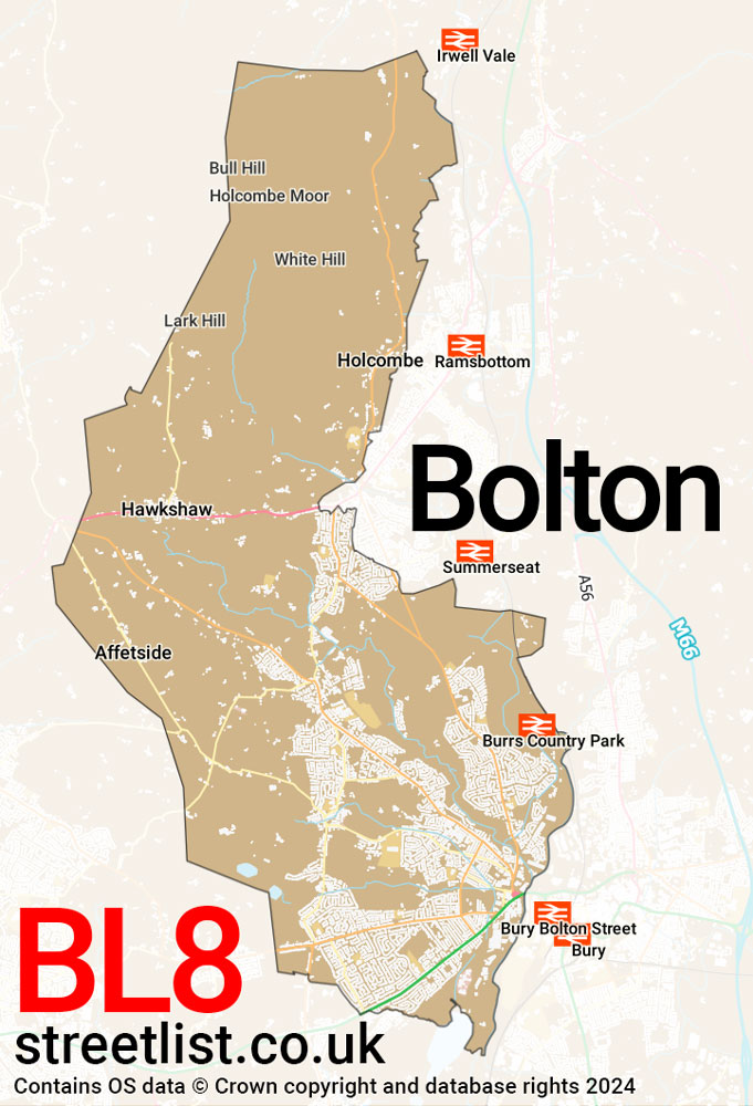 Map of the BL8 postcode