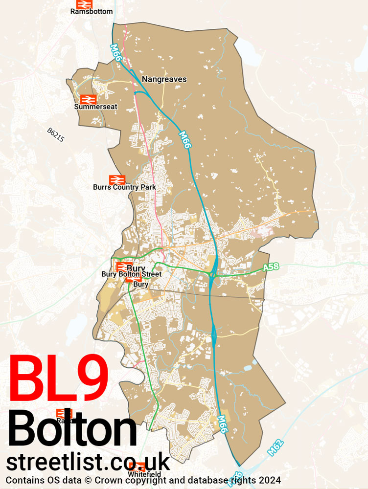 Map of the BL9 postcode