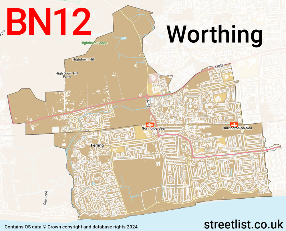 Map of the BN12 postcode