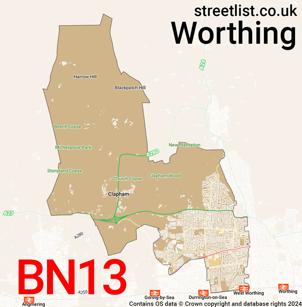 Map of the BN13 postcode