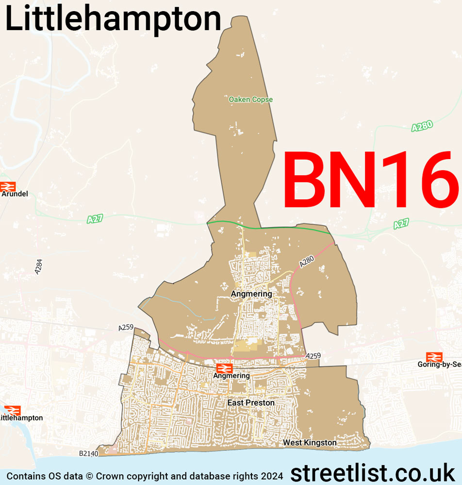 Map of the BN16 postcode