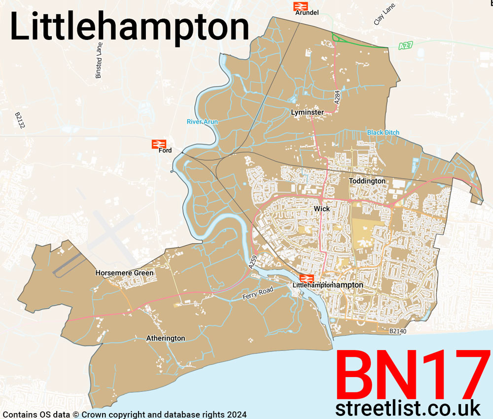 Map of the BN17 postcode