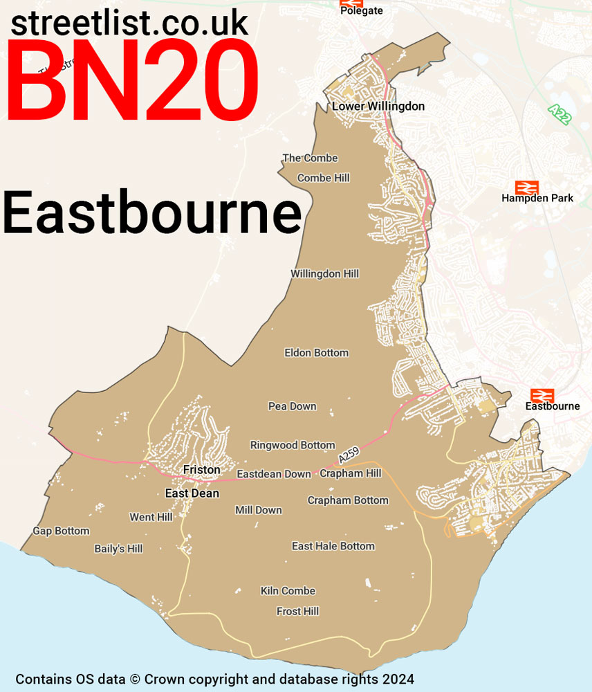 Map of the BN20 postcode