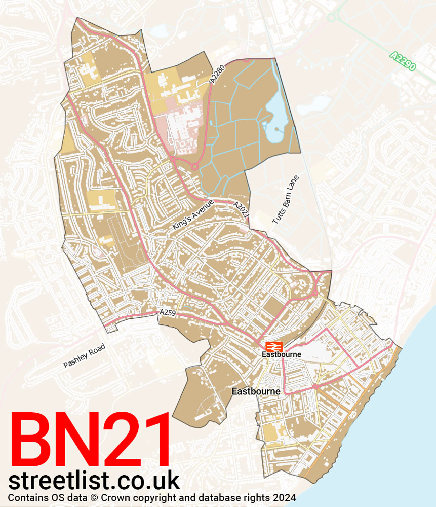 Map of the BN21 postcode