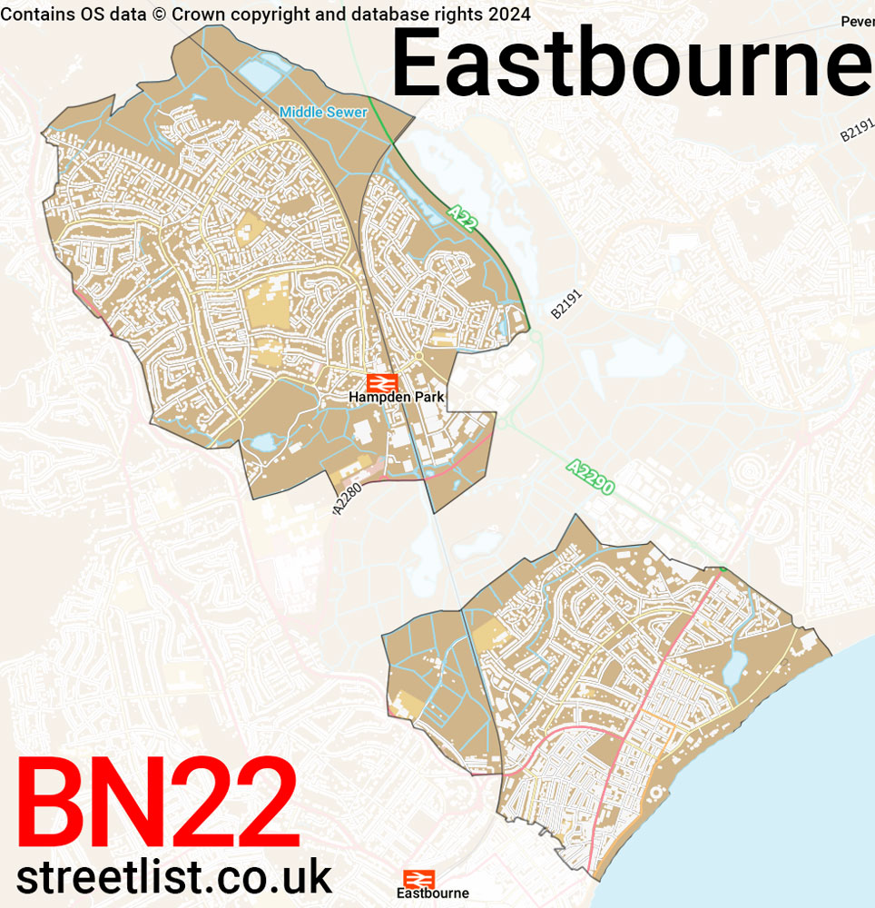 Map of the BN22 postcode