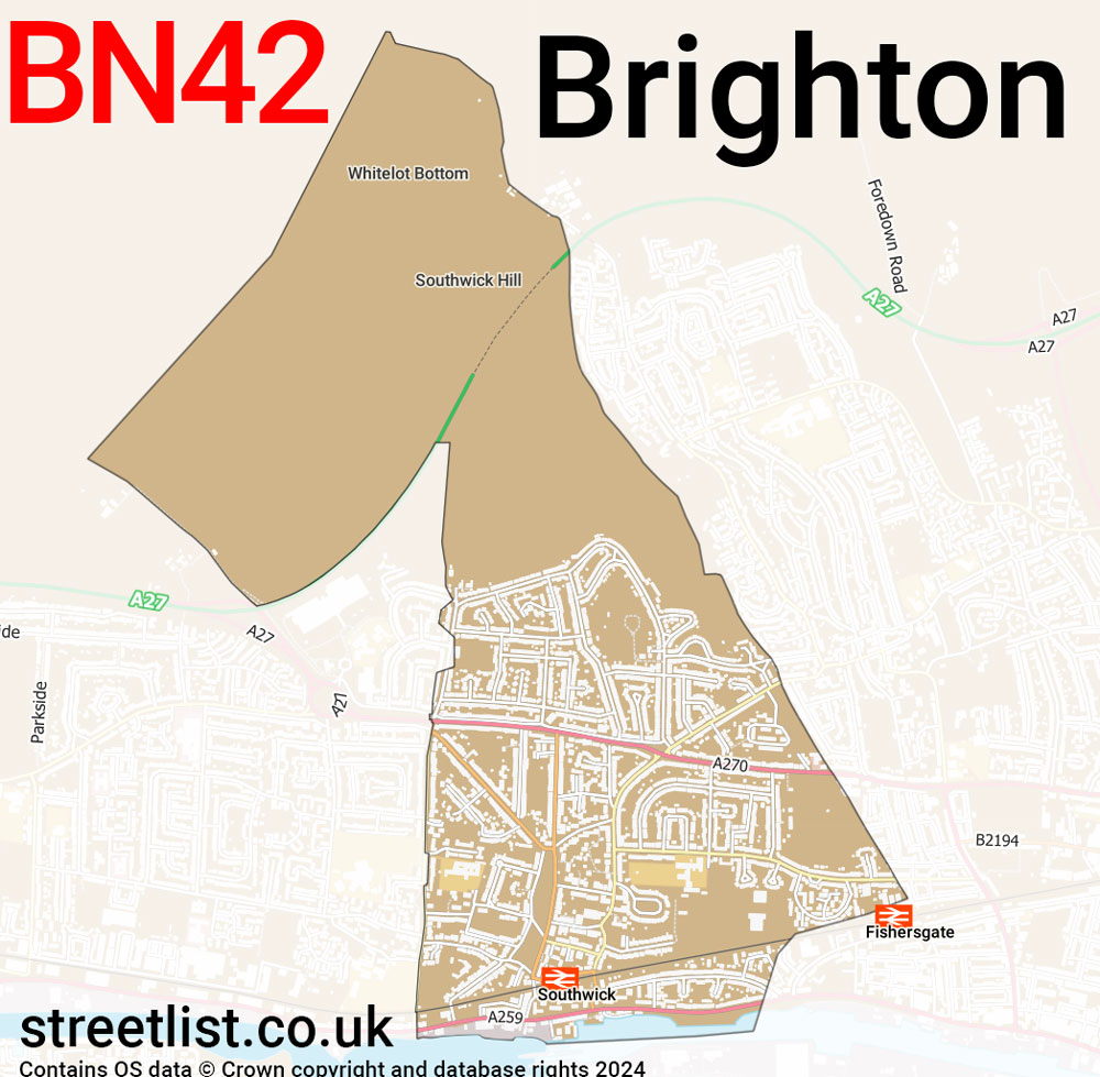 Map of the BN42 postcode