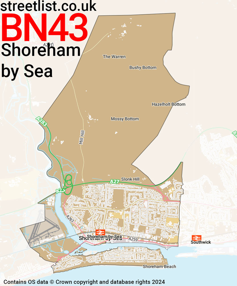 Map of the BN43 postcode