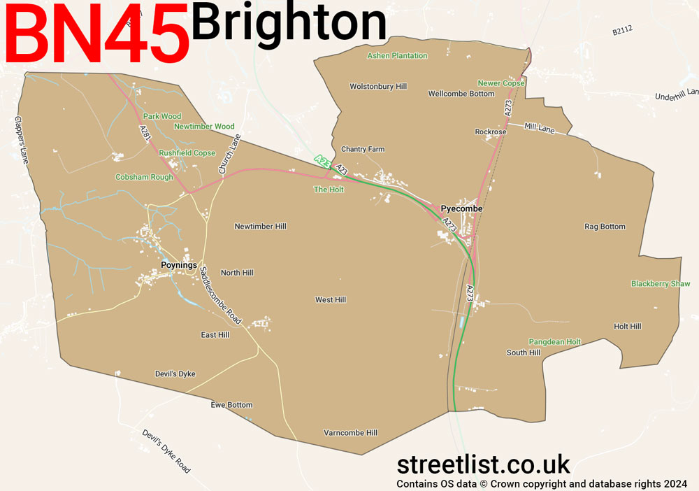 Map of the BN45 postcode