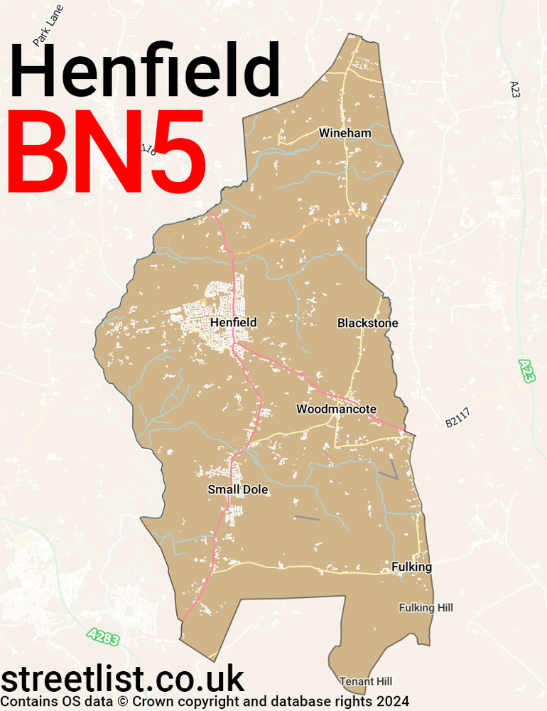 Map of the BN5 postcode