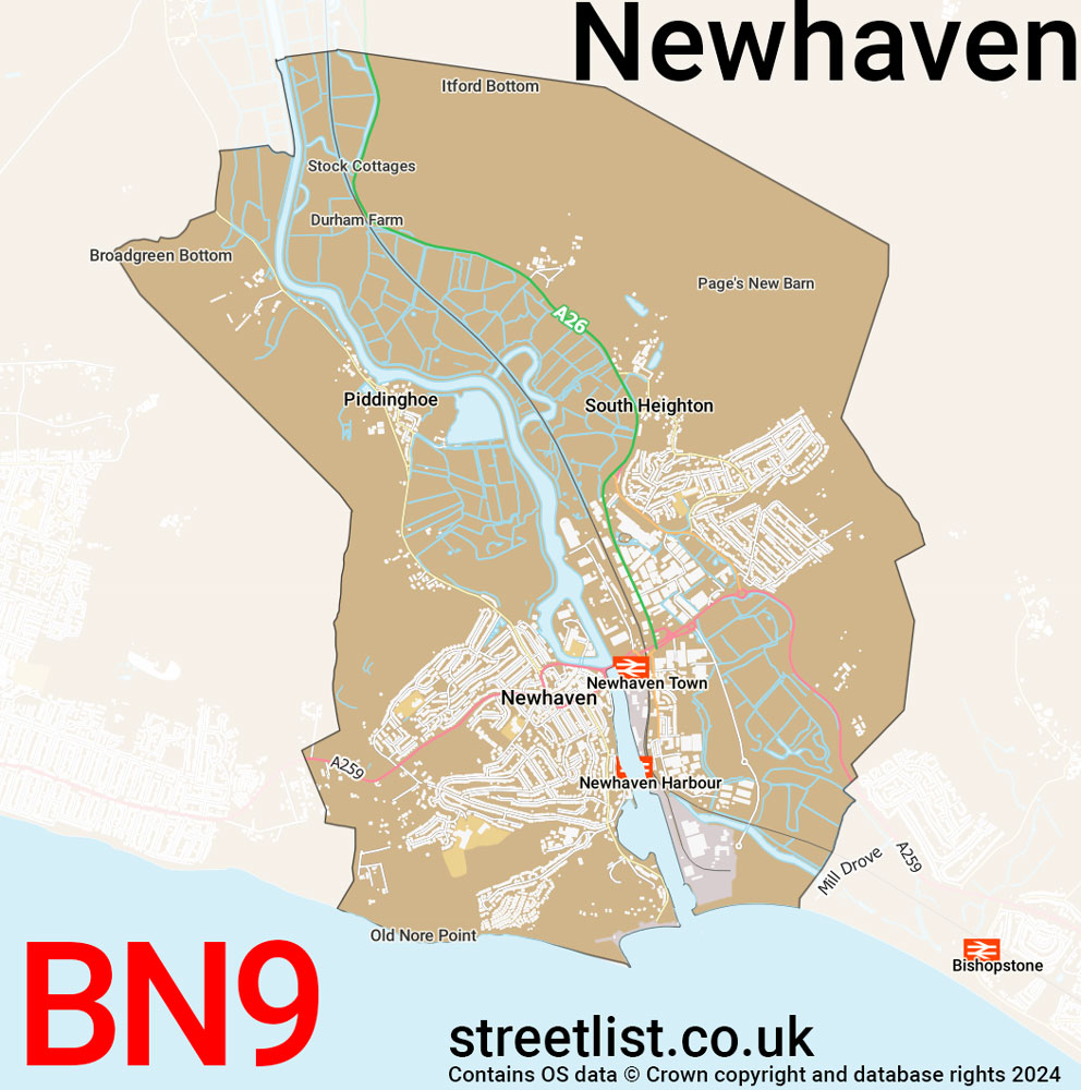 Map of the BN9 postcode