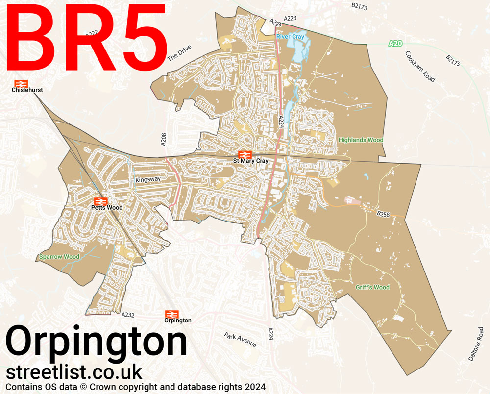 Map of the BR5 postcode