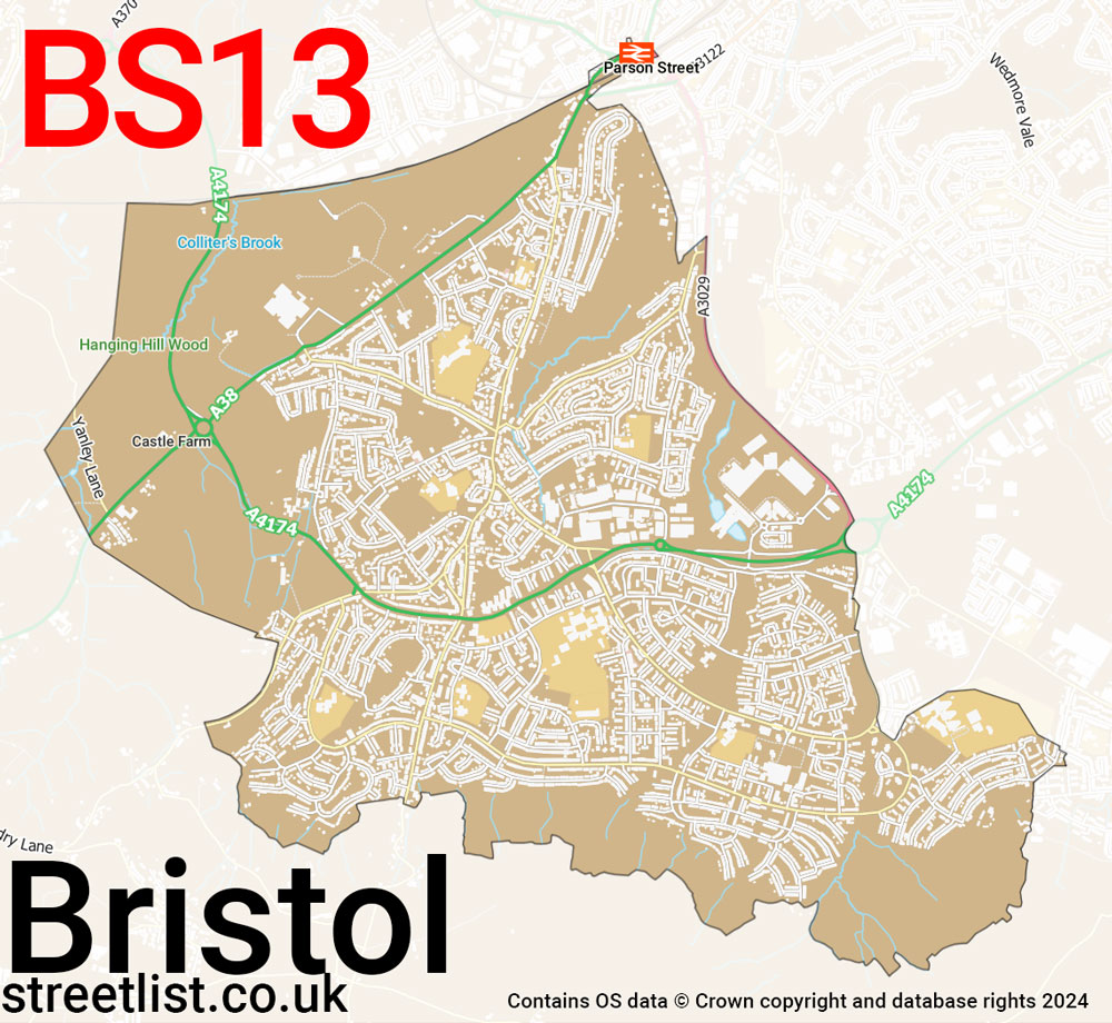 Map of the BS13 postcode