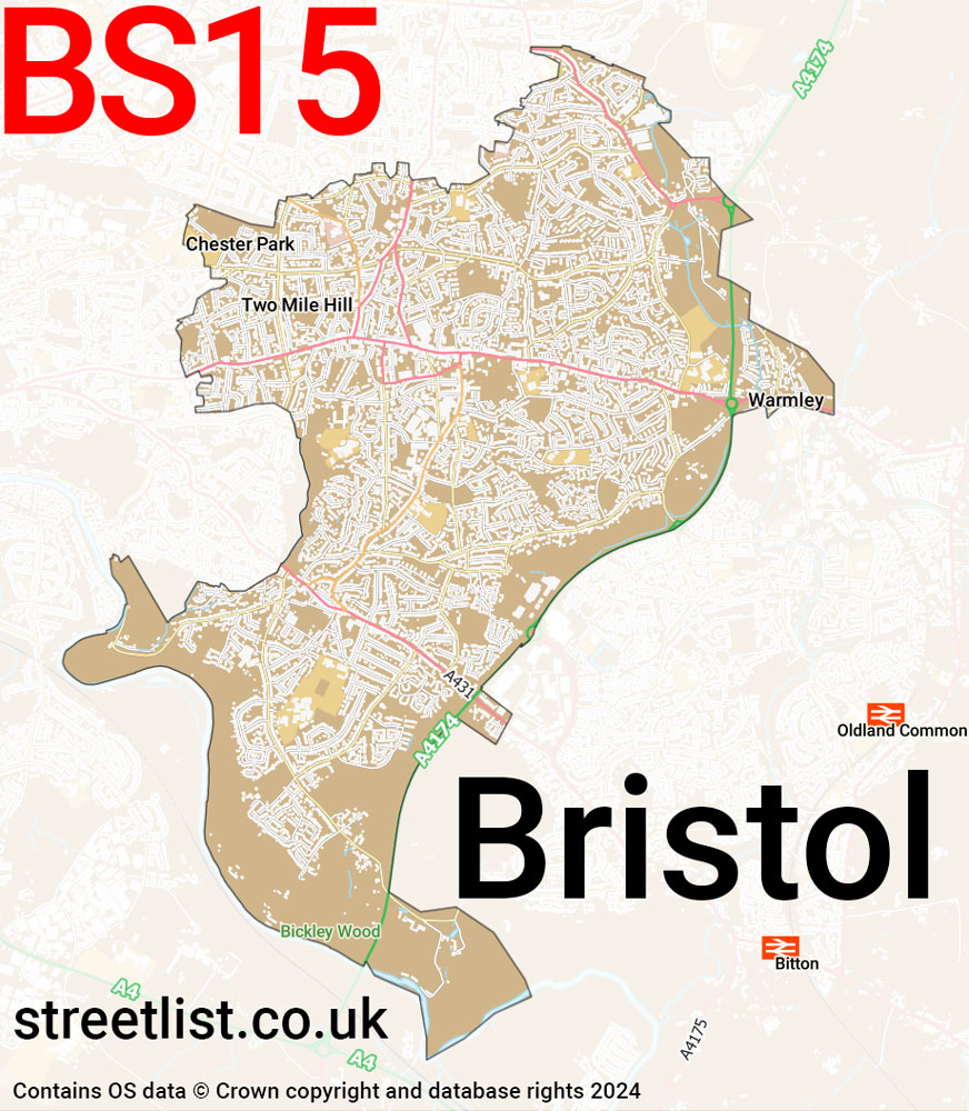 Map of the BS15 postcode