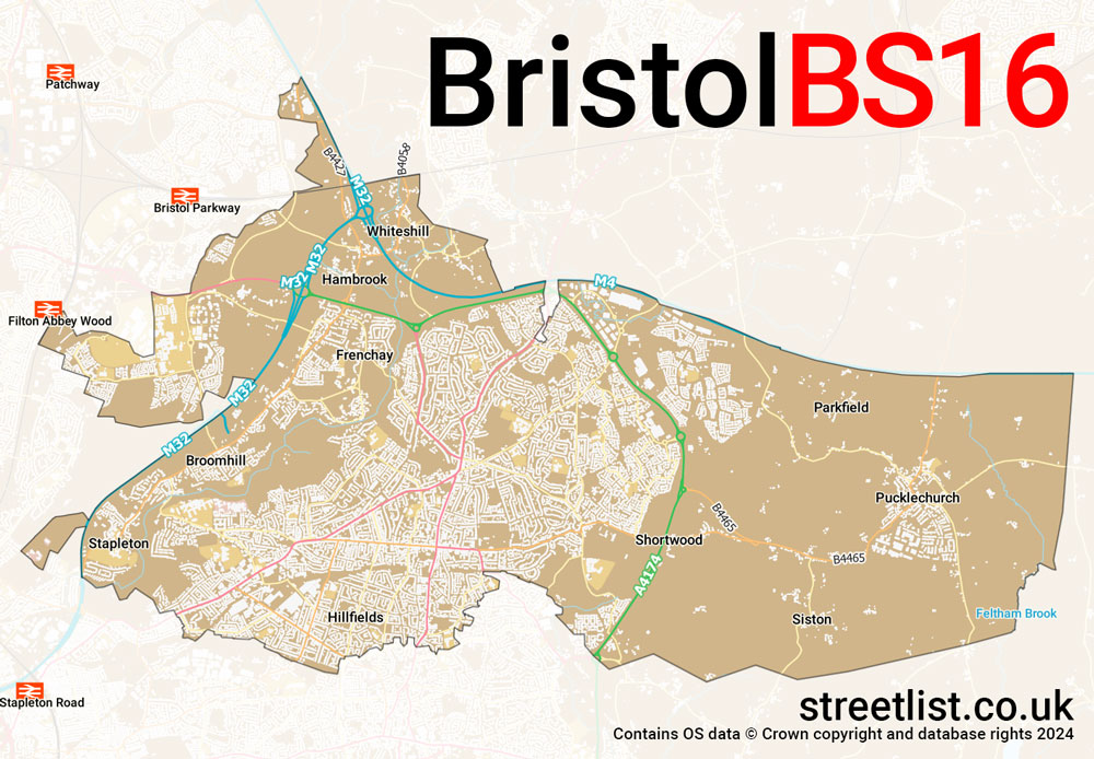 Map of the BS16 postcode