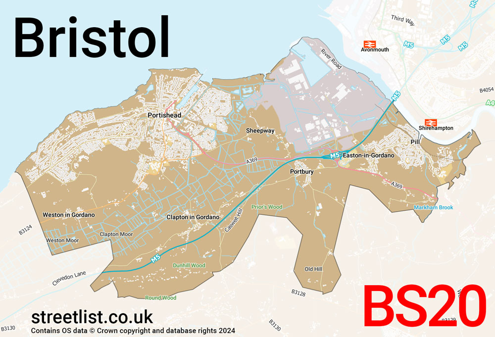 Map of the BS20 postcode