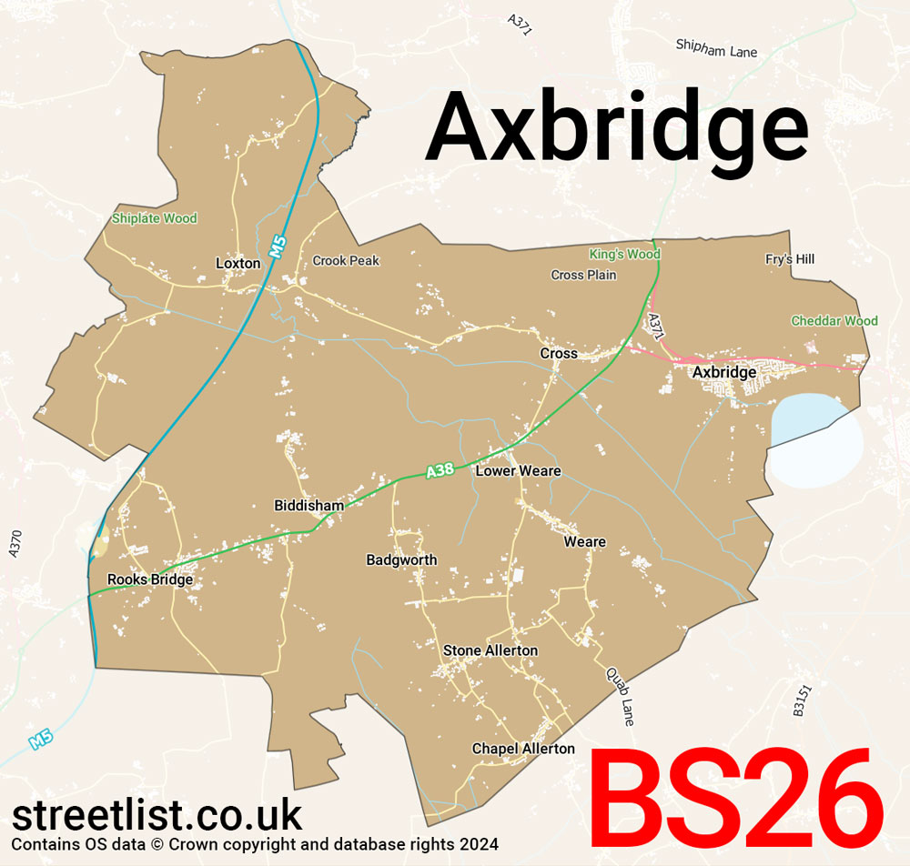 Map of the BS26 postcode