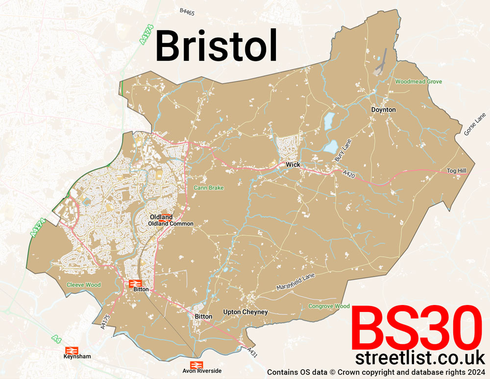 Map of the BS30 postcode