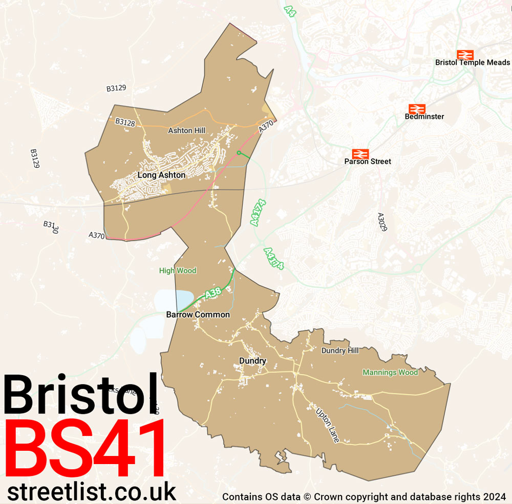 Map of the BS41 postcode