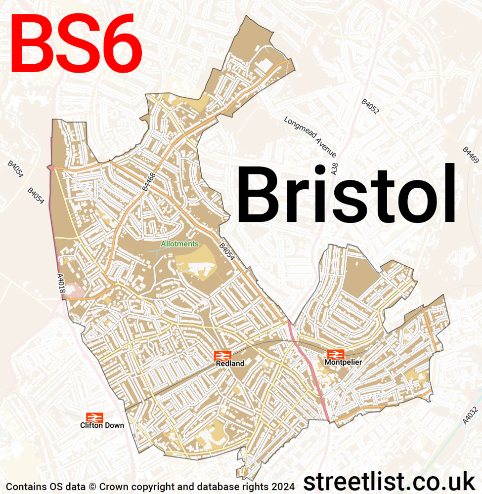 Map of the BS6 postcode