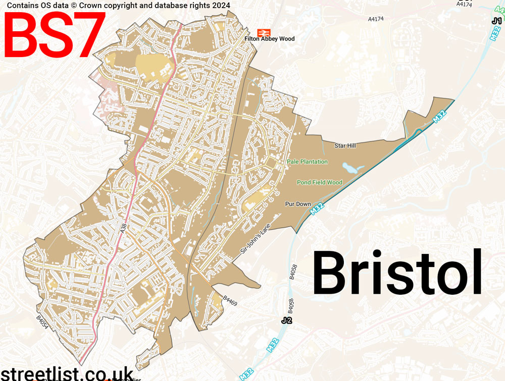 Map of the BS7 postcode