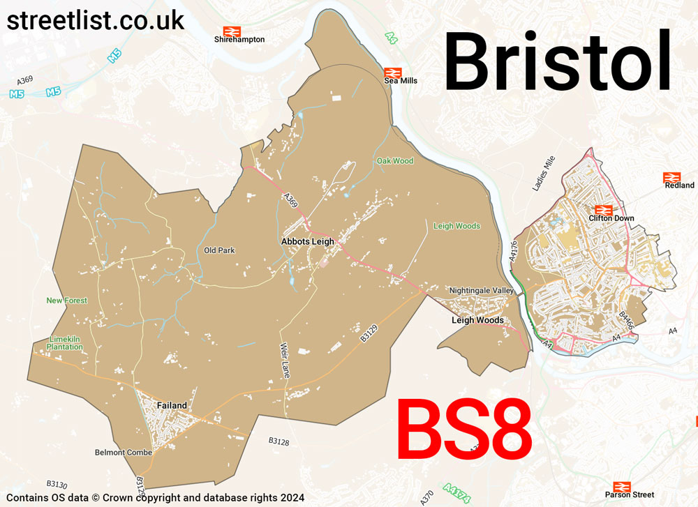 Map of the BS8 postcode