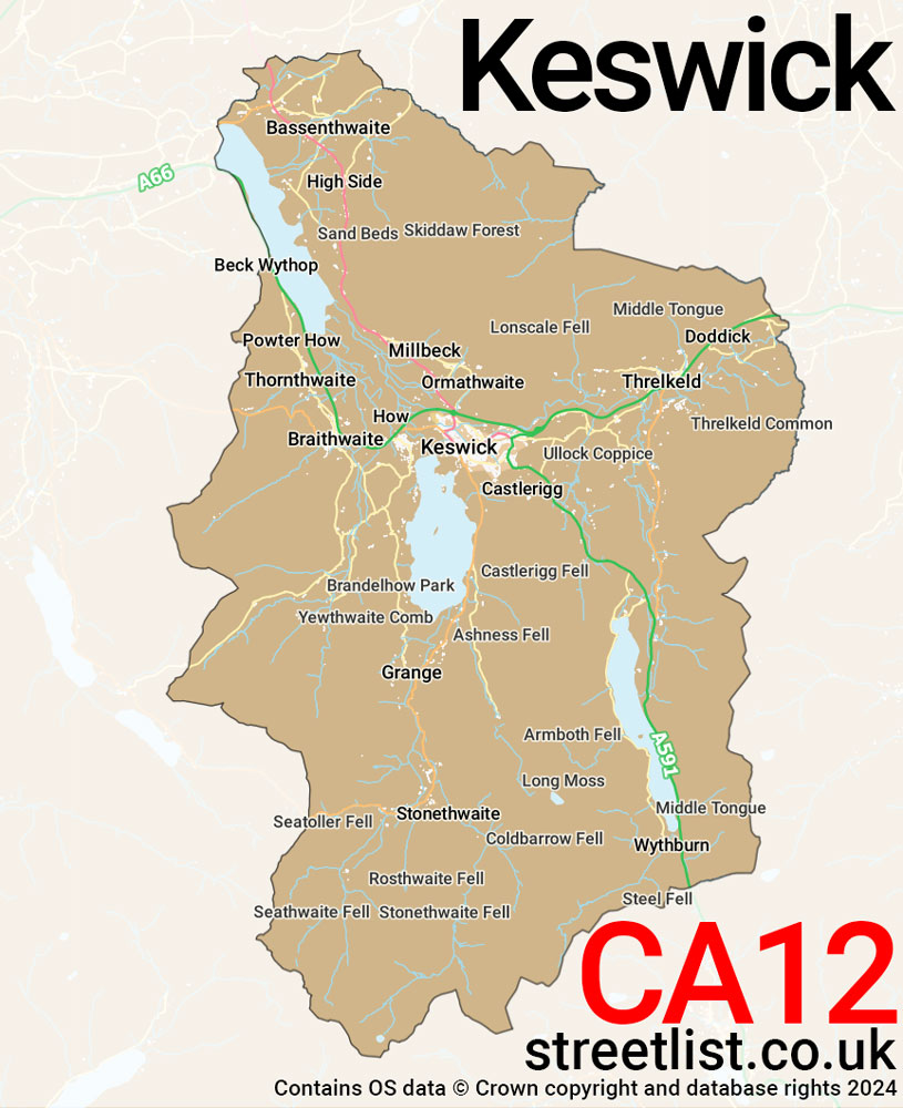 Map of the CA12 postcode