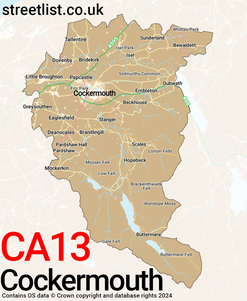 Map of the CA13 postcode