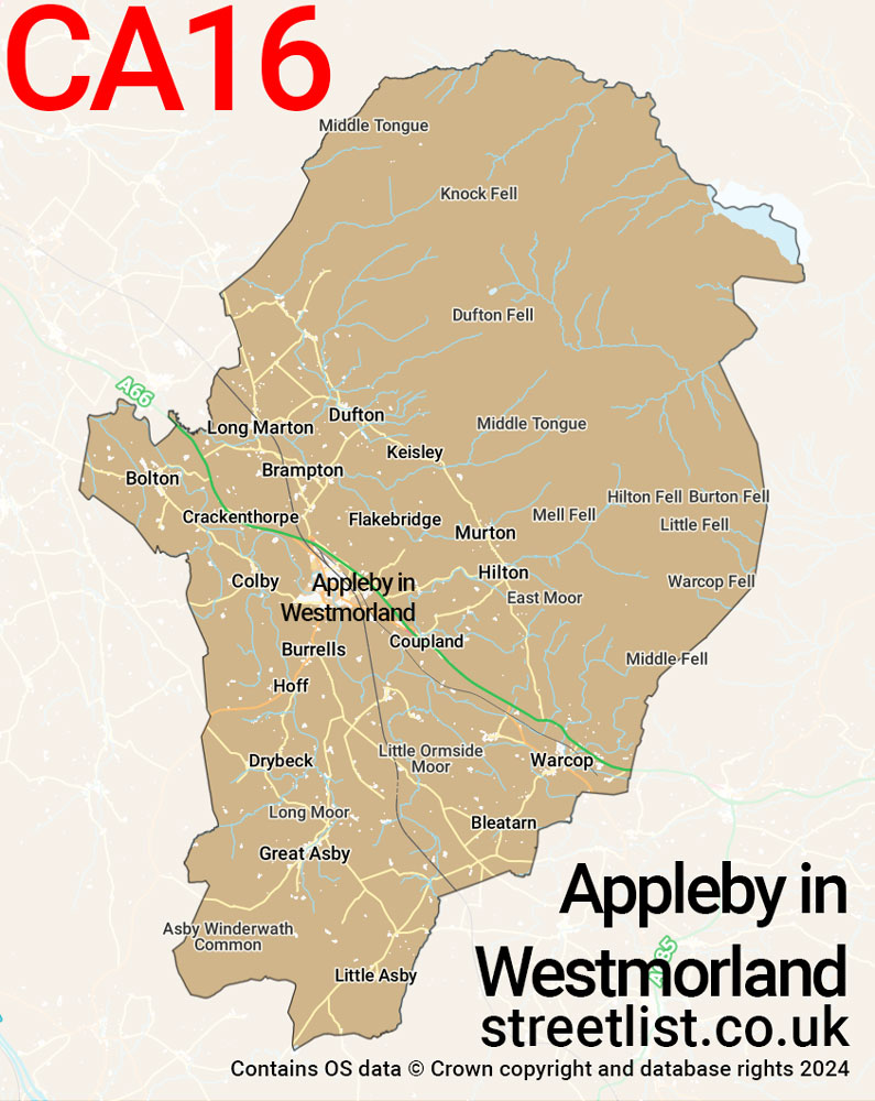 Map of the CA16 postcode