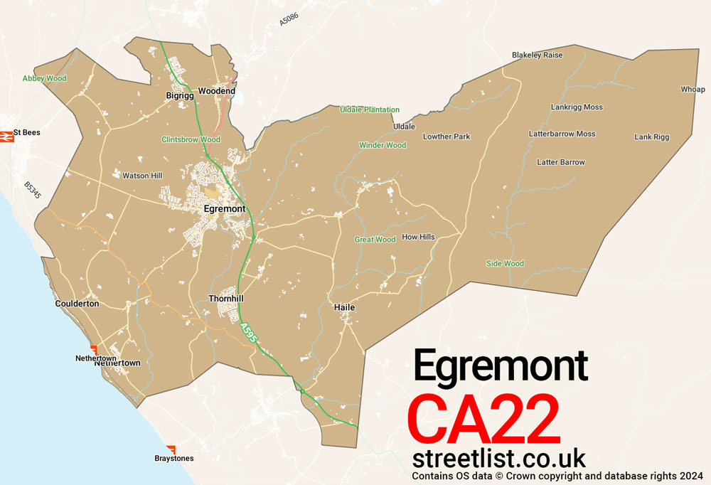 Map of the CA22 postcode