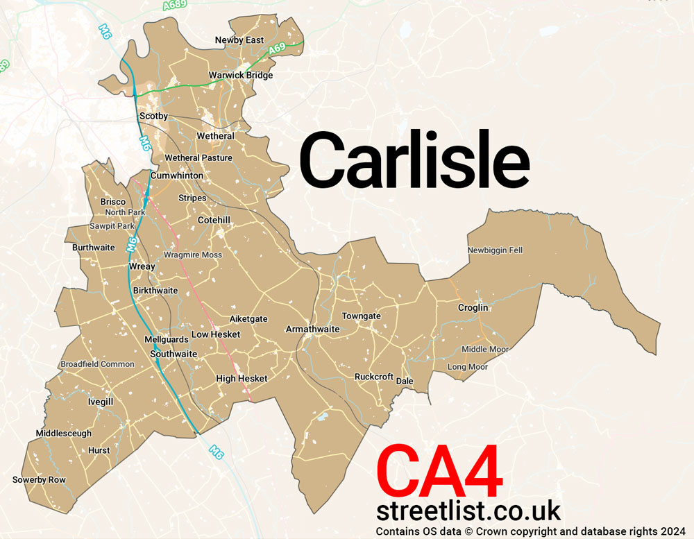 Map of the CA4 postcode