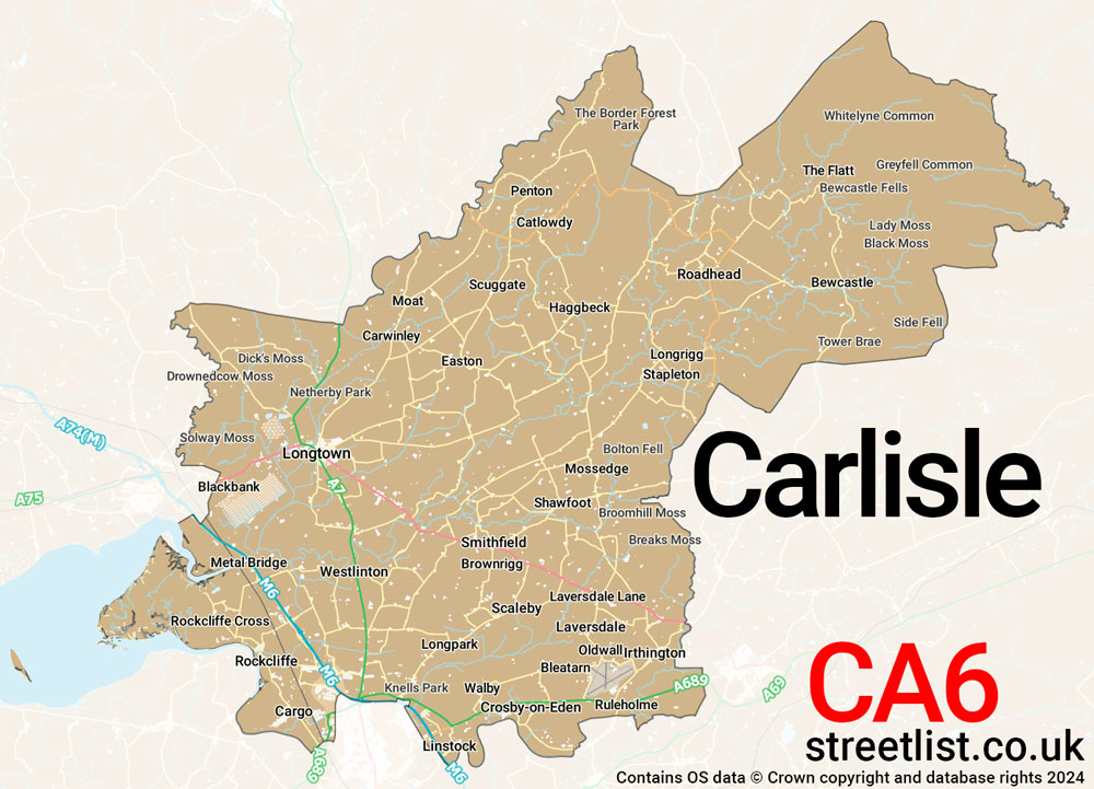 Map of the CA6 postcode