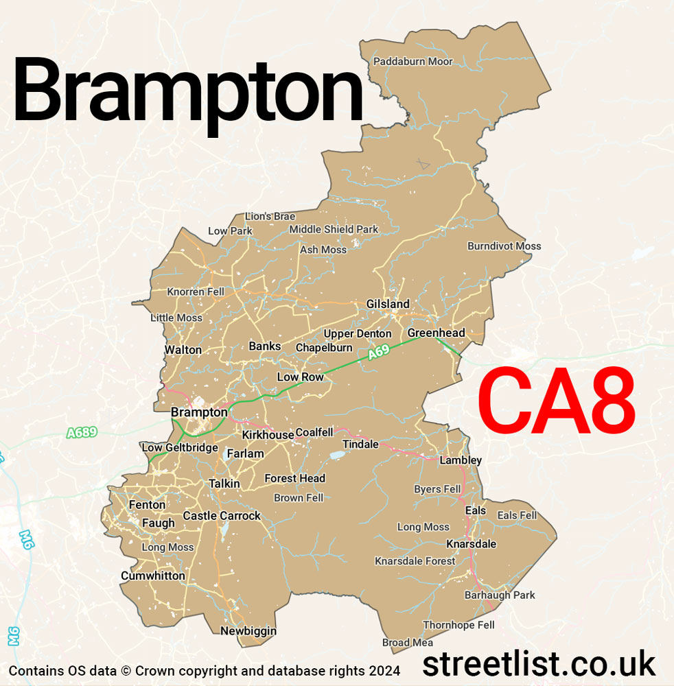 Map of the CA8 postcode