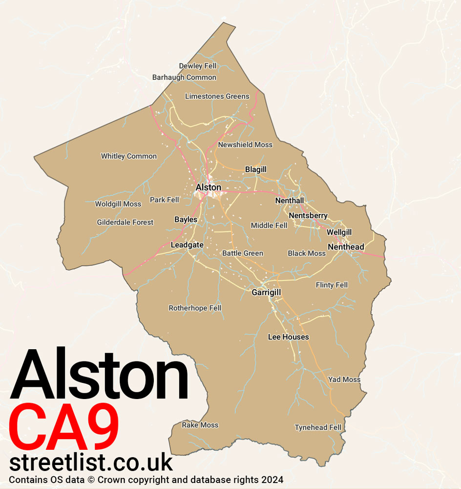 Map of the CA9 postcode