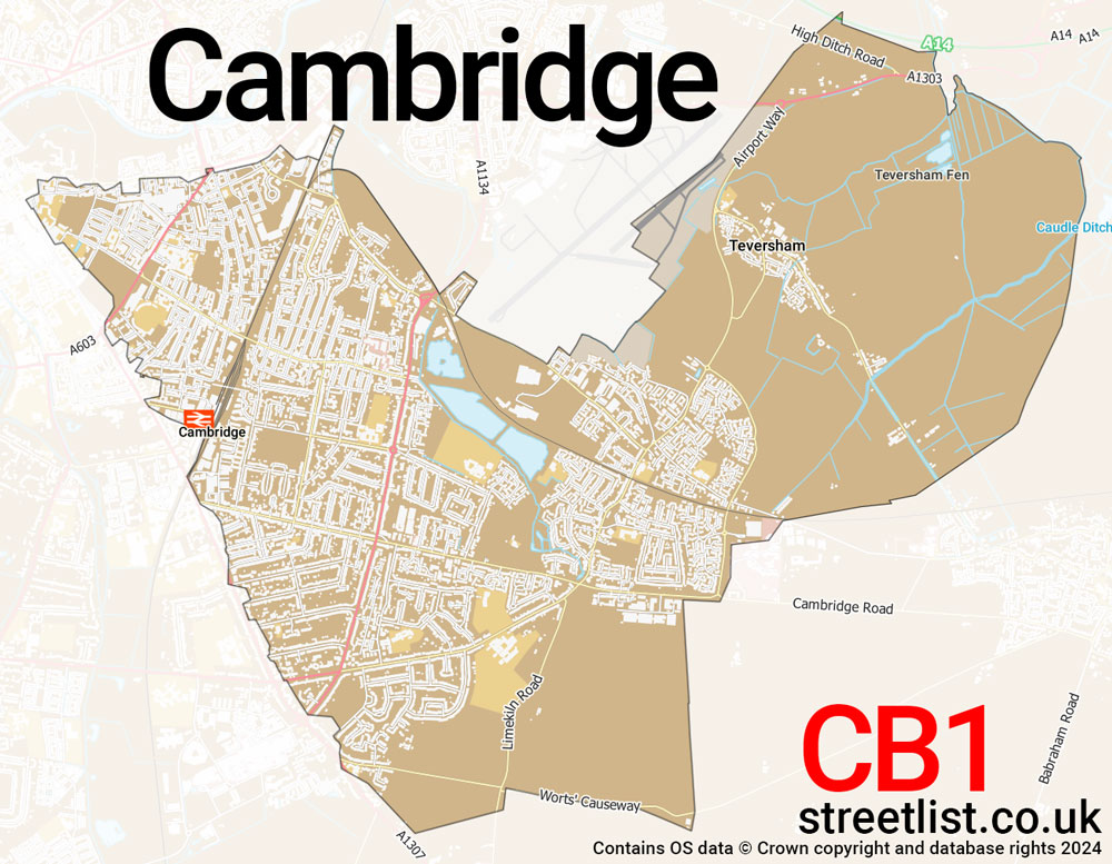 Map of the CB1 postcode