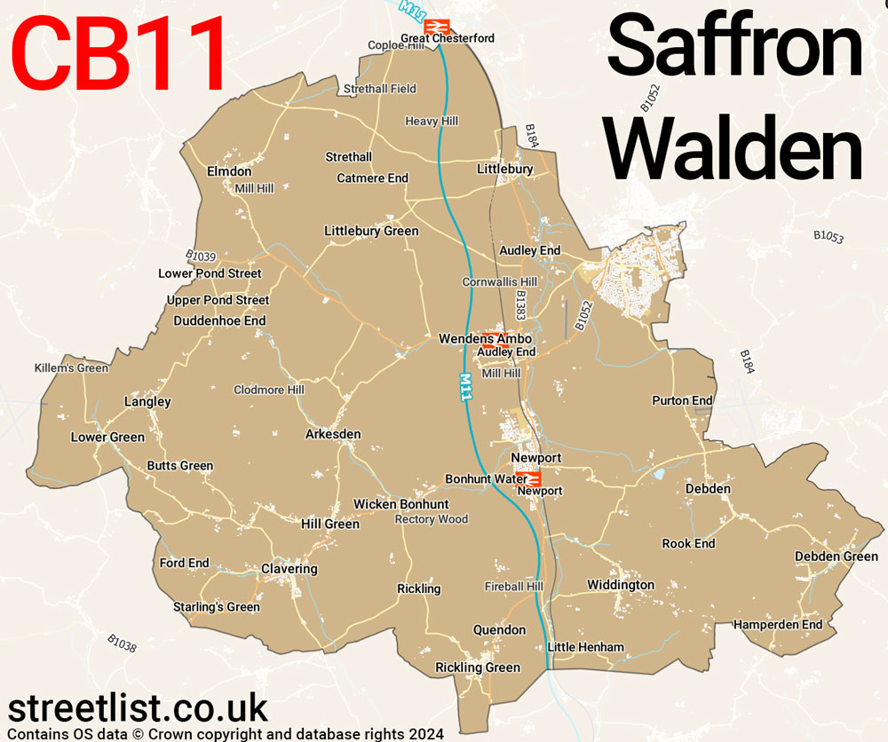 Map of the CB11 postcode