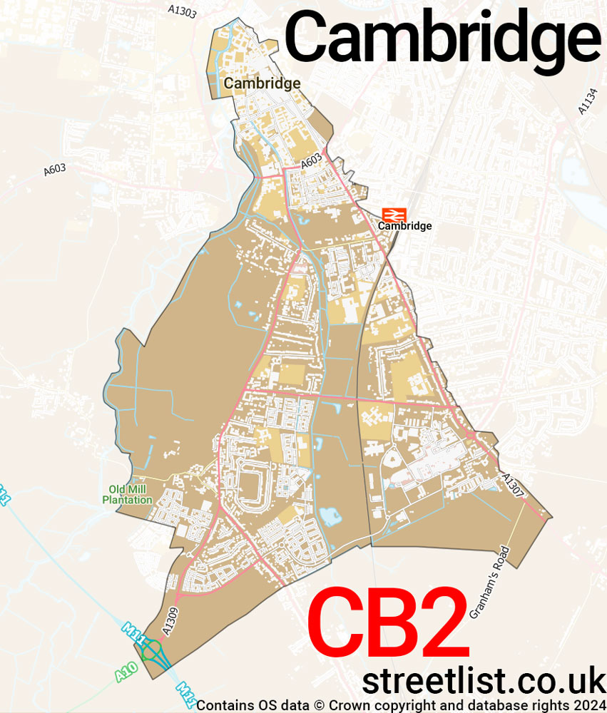 Map of the CB2 postcode