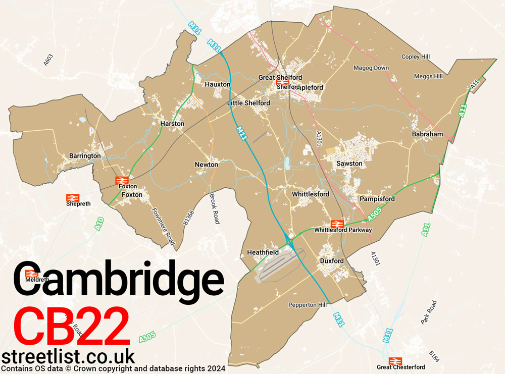 Map of the CB22 postcode