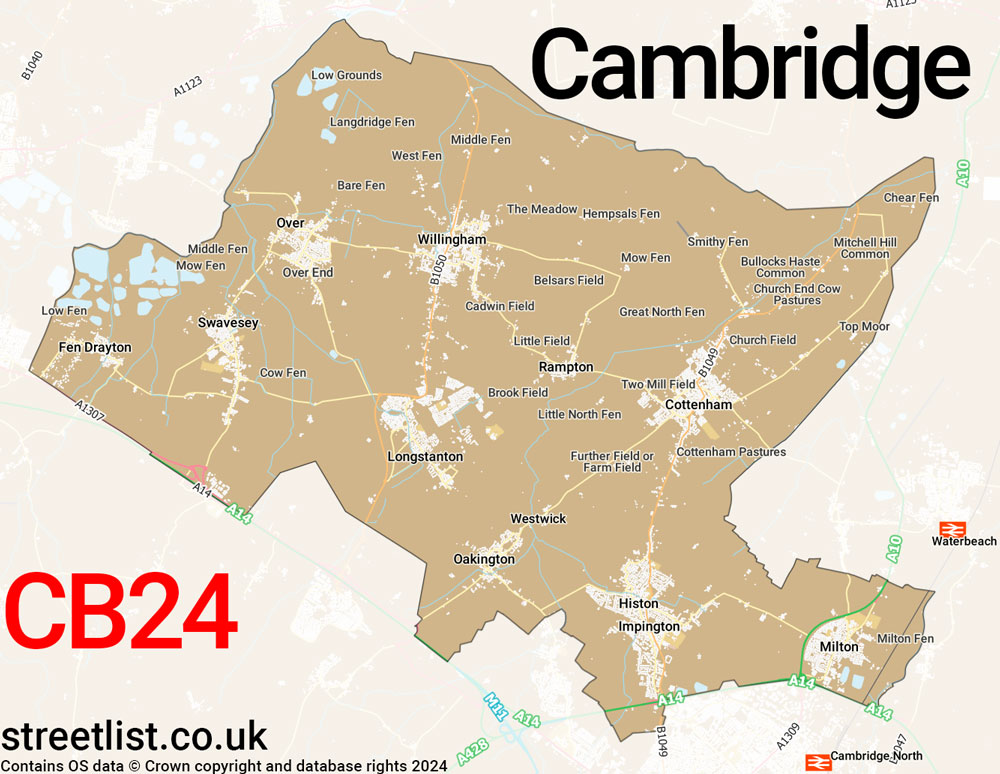 Map of the CB24 postcode