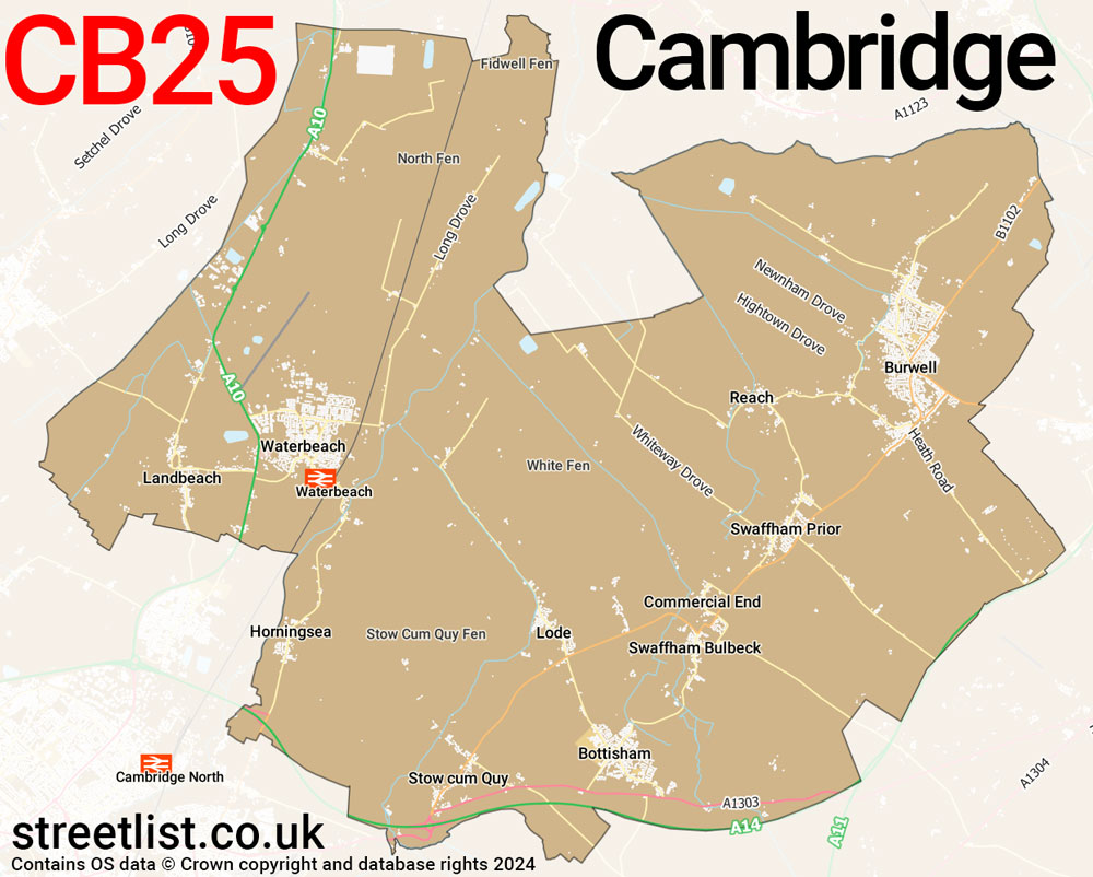 Map of the CB25 postcode