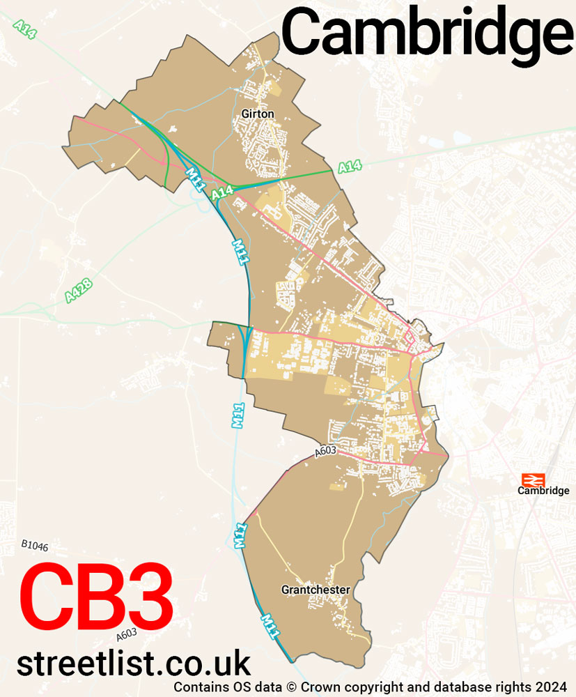 Map of the CB3 postcode