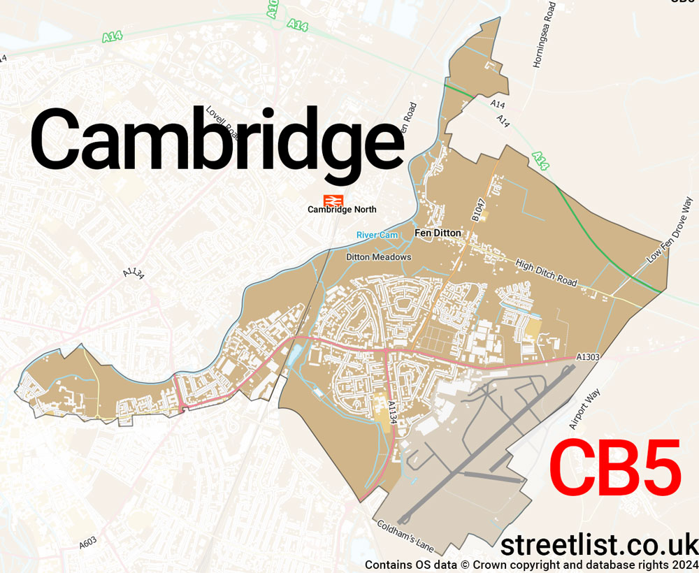 Map of the CB5 postcode