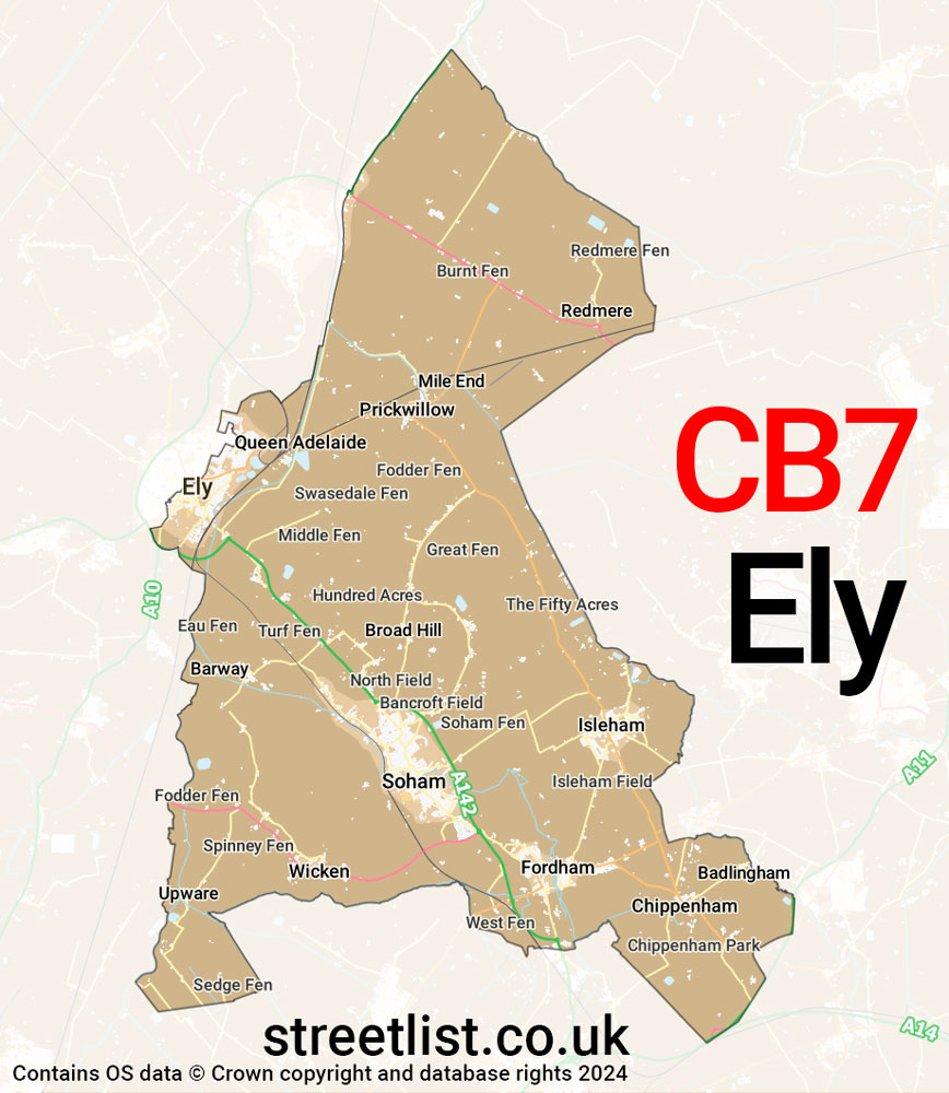 Map of the CB7 postcode