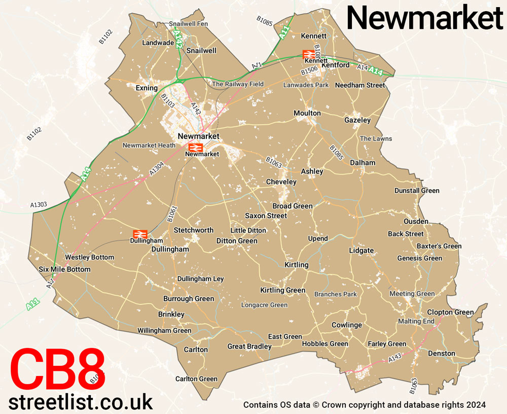 Map of the CB8 postcode