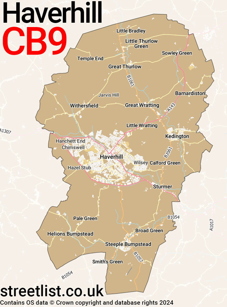 Map of the CB9 postcode