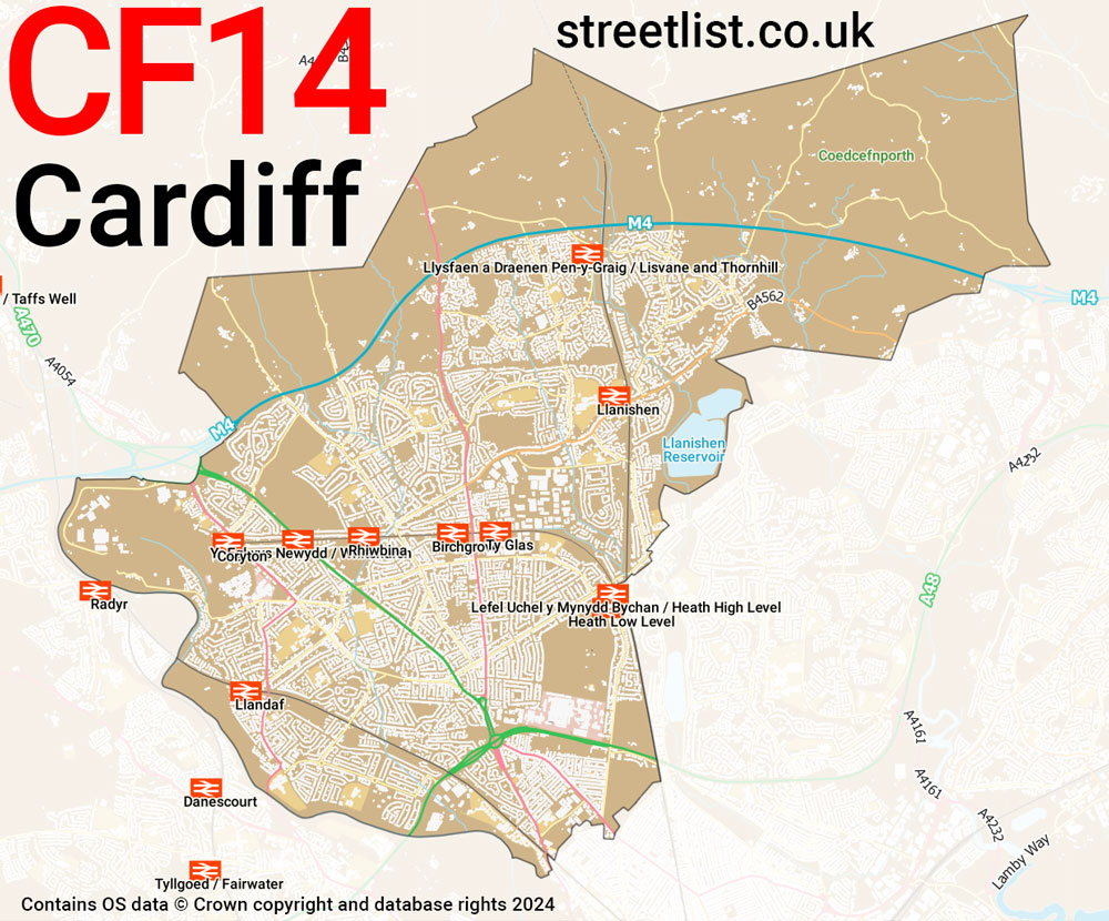 Map of the CF14 postcode