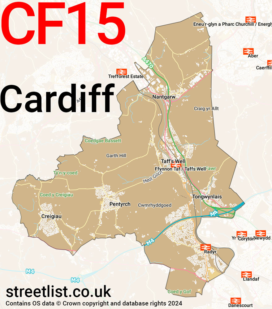 Map of the CF15 postcode