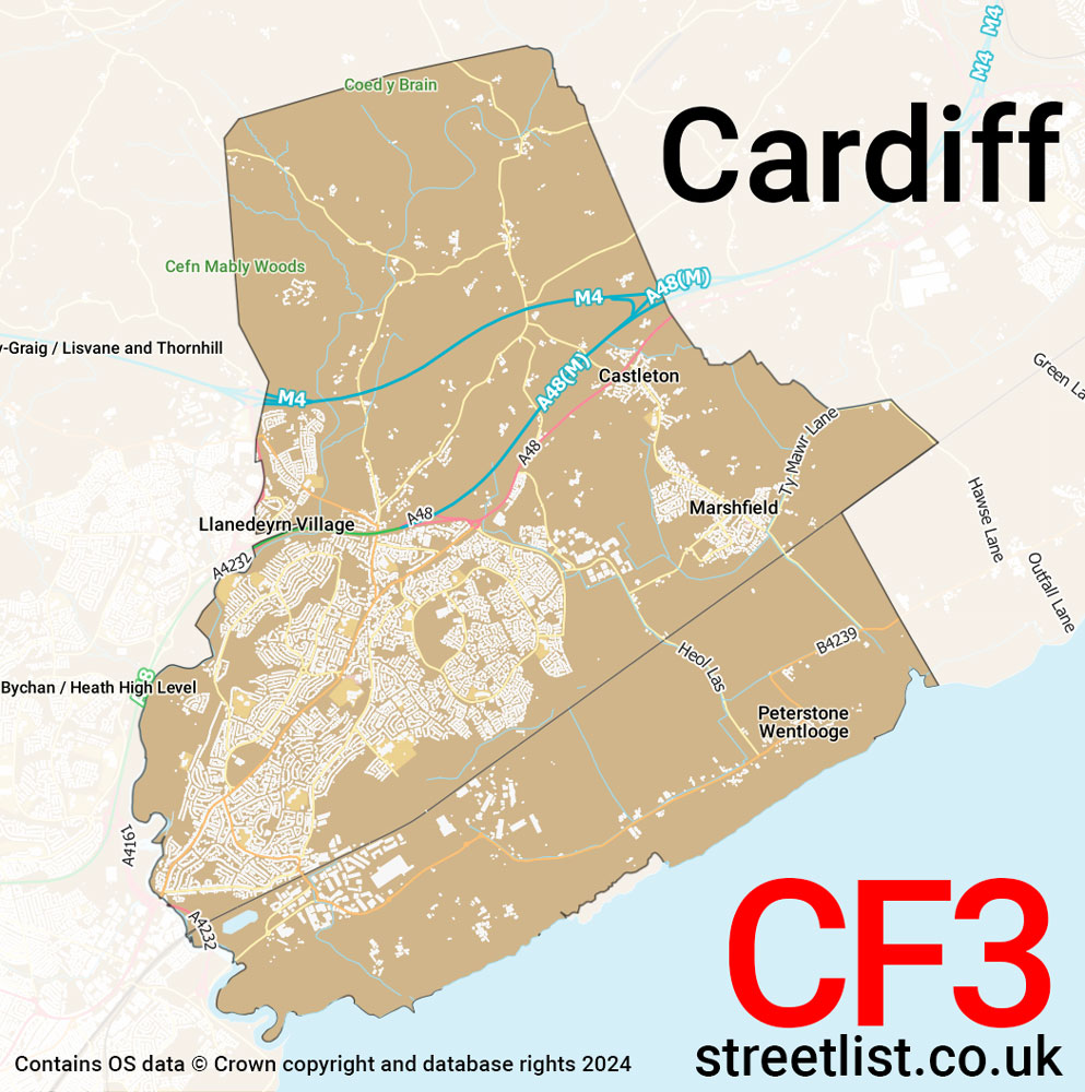 Map of the CF3 postcode