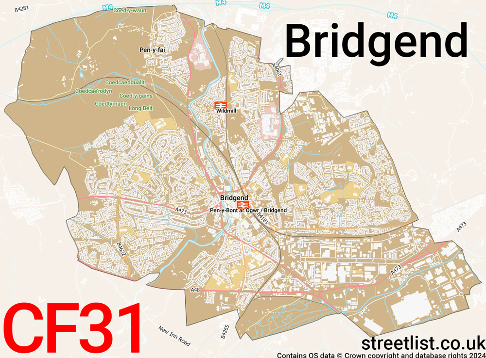 Map of the CF31 postcode