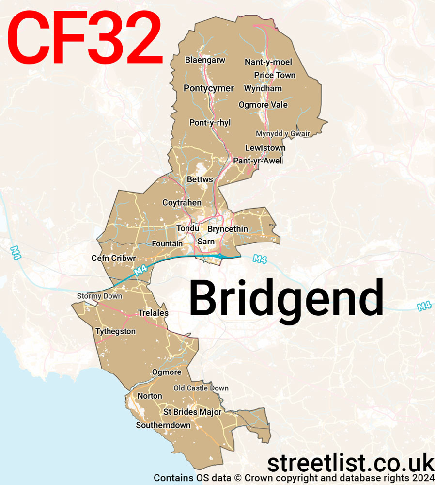 Map of the CF32 postcode