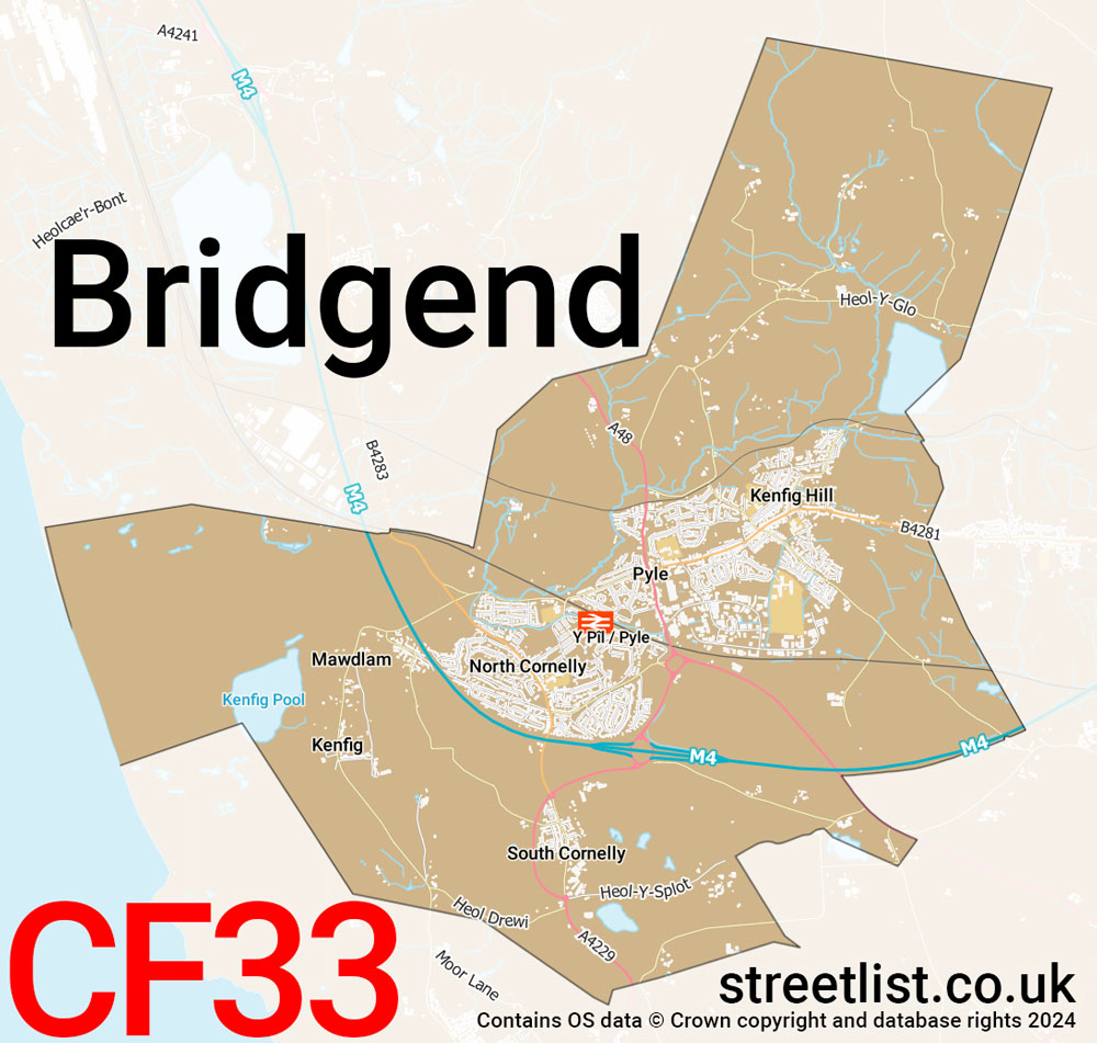 Map of the CF33 postcode